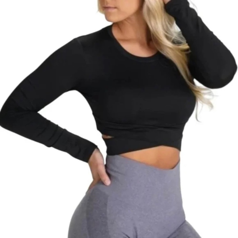Black long sleeve cross over